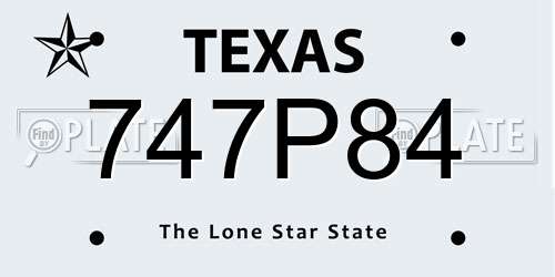747P84 Texas License Plate