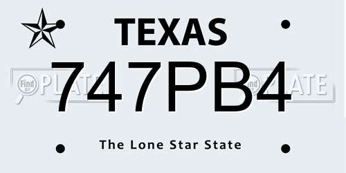 747PB4 Texas License Plate