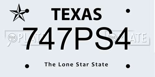 747PS4 Texas License Plate