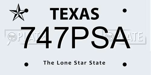 747PSA Texas License Plate