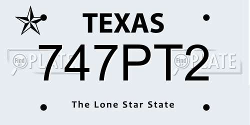 747PT2 Texas License Plate