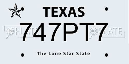 747PT7 Texas License Plate