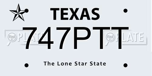 747PTT Texas License Plate