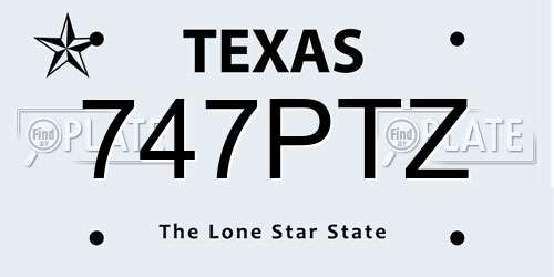 747PTZ Texas License Plate