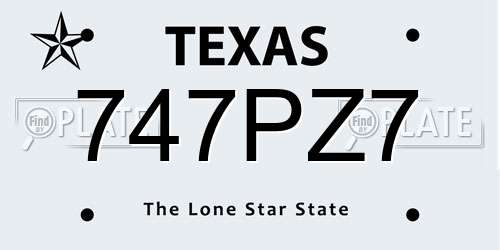 747PZ7 Texas License Plate