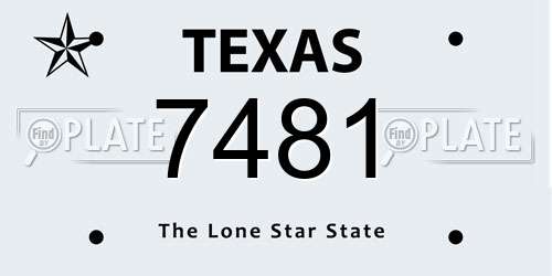 7481 Texas License Plate