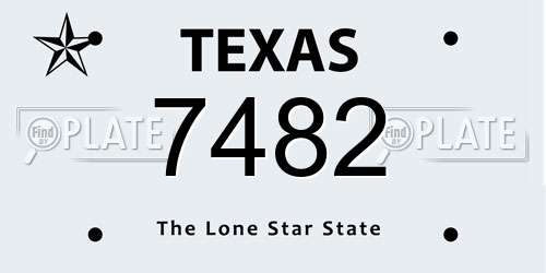 7482 Texas License Plate