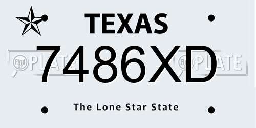 7486XD Texas License Plate
