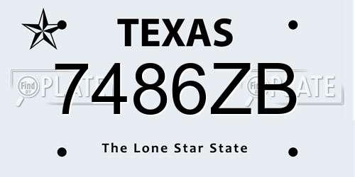 7486ZB Texas License Plate