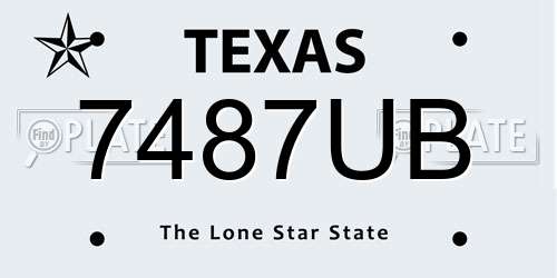 7487UB Texas License Plate