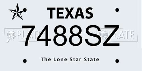 7488SZ Texas License Plate