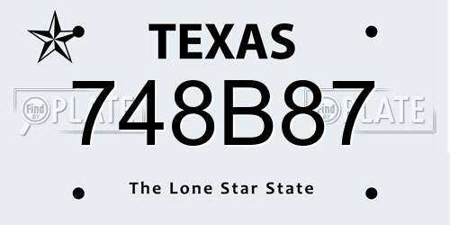 748B87 Texas License Plate