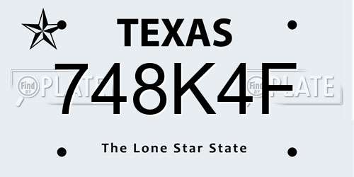 748K4F Texas License Plate