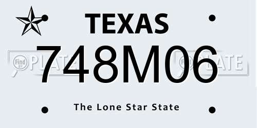 748M06 Texas License Plate