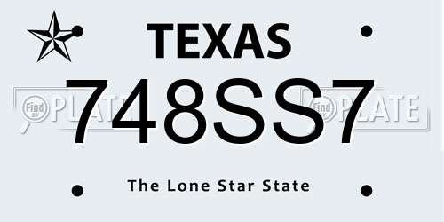 748SS7 Texas License Plate
