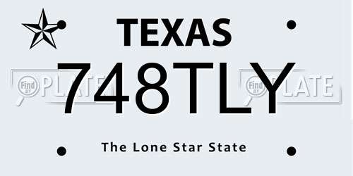 748TLY Texas License Plate