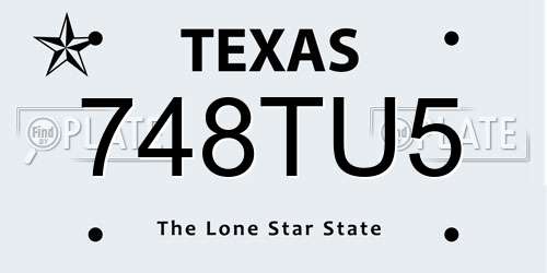 748TU5 Texas License Plate