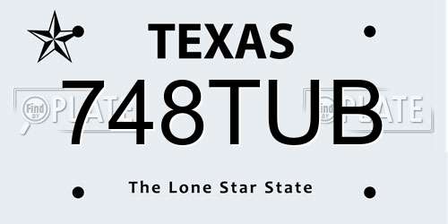 748TUB Texas License Plate