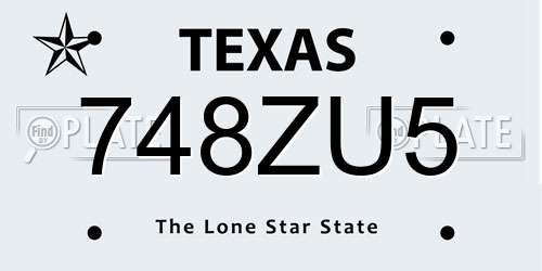 748ZU5 Texas License Plate