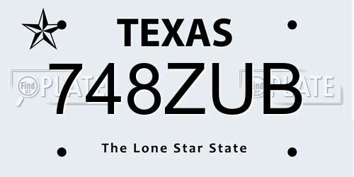 748ZUB Texas License Plate