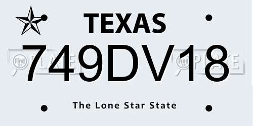 749DV18 Texas License Plate