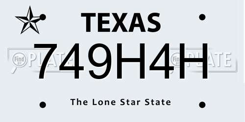 749H4H Texas License Plate