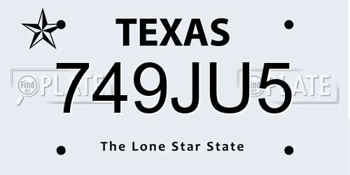 749JU5 Texas License Plate