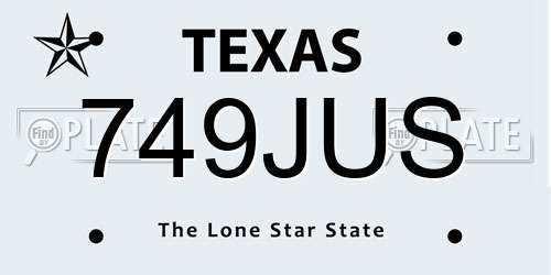 749JUS Texas License Plate