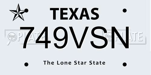 749VSN Texas License Plate