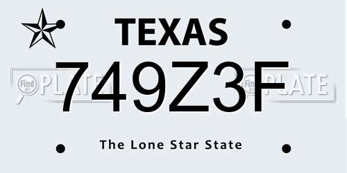 749Z3F Texas License Plate