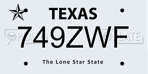 749ZWF Texas License Plate