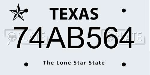 74AB564 Texas License Plate