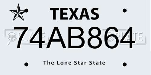 74AB864 Texas License Plate