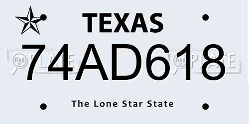 74AD618 Texas License Plate