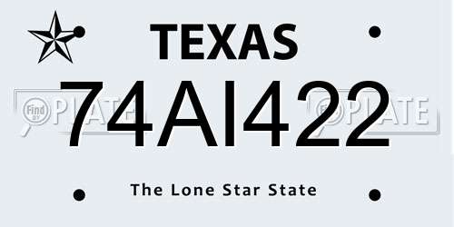 74AI422 Texas License Plate