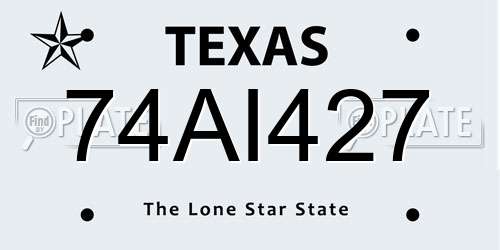 74AI427 Texas License Plate