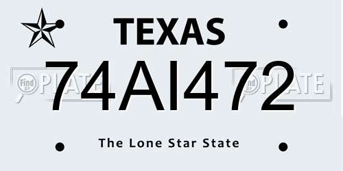 74AI472 Texas License Plate