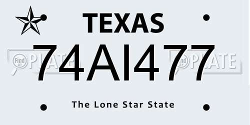 74AI477 Texas License Plate