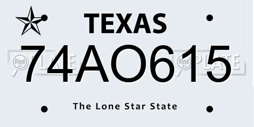 74AO615 Texas License Plate