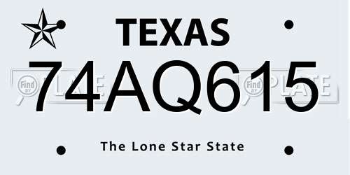 74AQ615 Texas License Plate