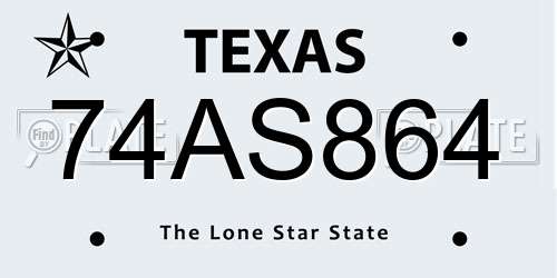 74AS864 Texas License Plate