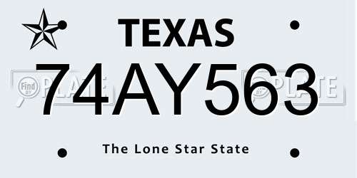 74AY563 Texas License Plate