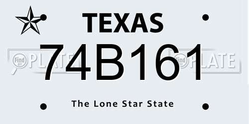 74B161 Texas License Plate