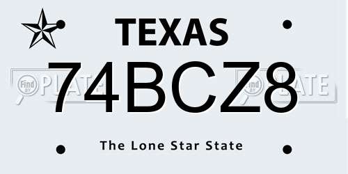 74BCZ8 Texas License Plate
