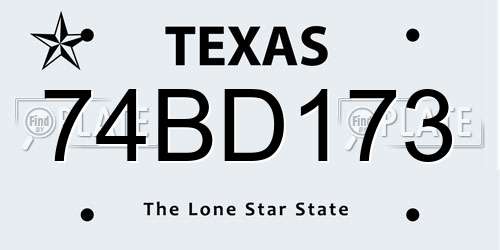 74BD173 Texas License Plate