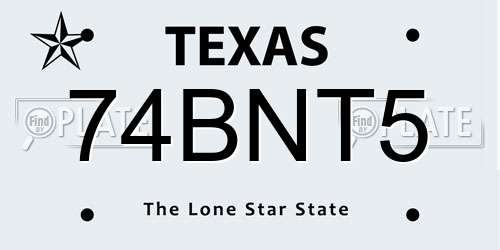 74BNT5 Texas License Plate