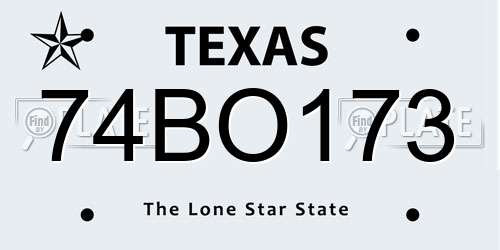 74BO173 Texas License Plate