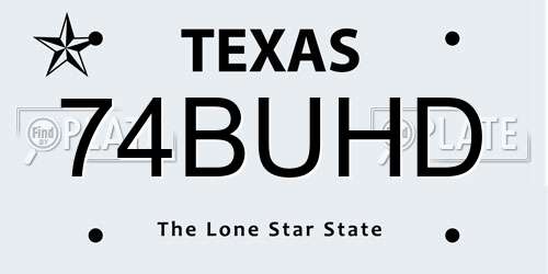 74BUHD Texas License Plate
