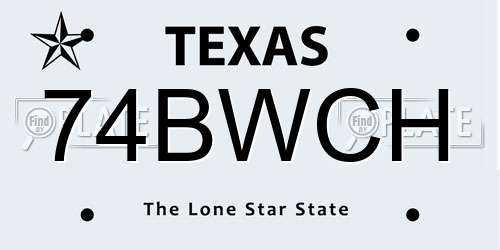 74BWCH Texas License Plate