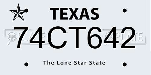 74CT642 Texas License Plate